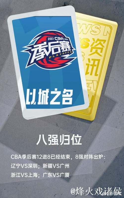 CBA季后赛八强对阵：辽宁vs深圳 广东vs广厦